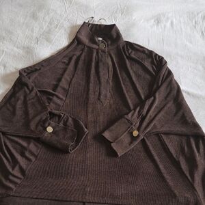 Zara Chocolate Mock Turtleneck Knit Top